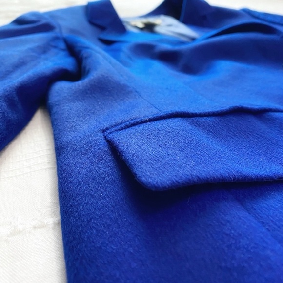 ESCADA MARGARETHA LEY VINTAGE RABBIT NEW WOOL ROYAL BLUE LONG BLAZER JACKET - L - Picture 8 of 10